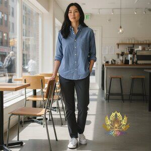 J Crew Women’s Blue  Button Down Collared Shirt. 100% Cotton. Size M